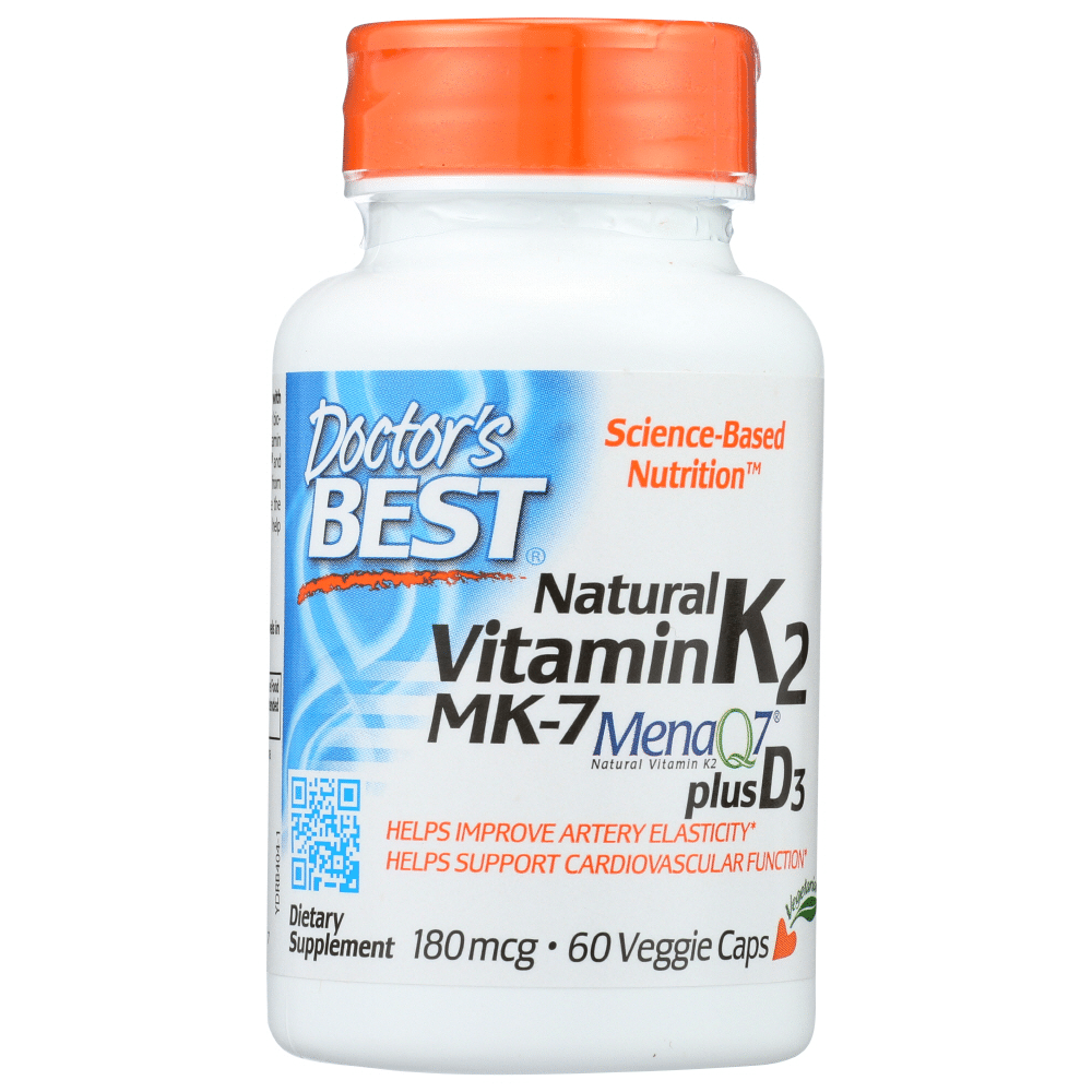 VITAMIN K2 MK7 D3 180MCG, 60 VC (Pack of 1) Nibbit